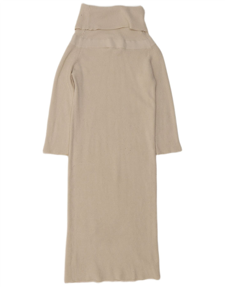 Zara Womens Jumper Dress UK 14 Medium Beige Viscose