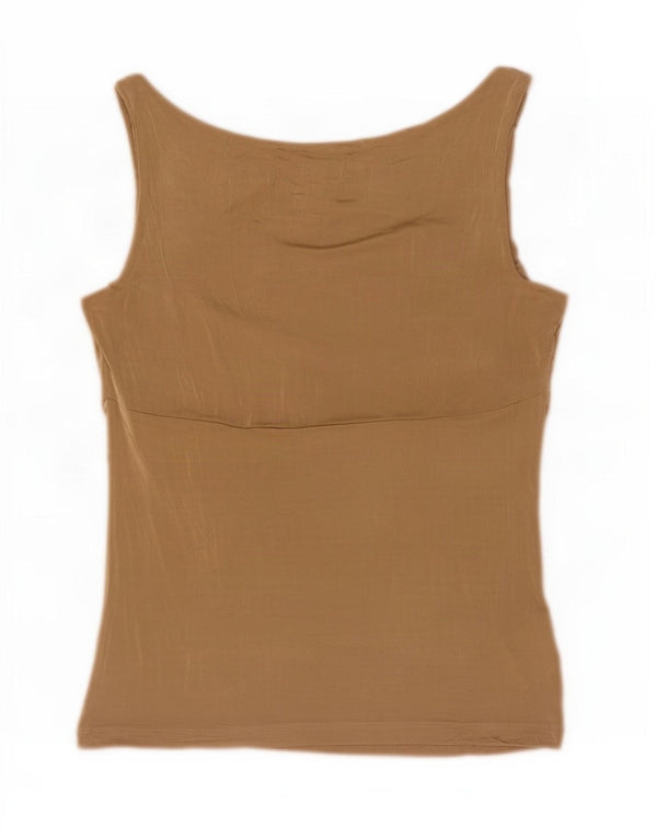 Trussardi Femme Blouse Sans Manches Top UK 8 Small Beige Viscose