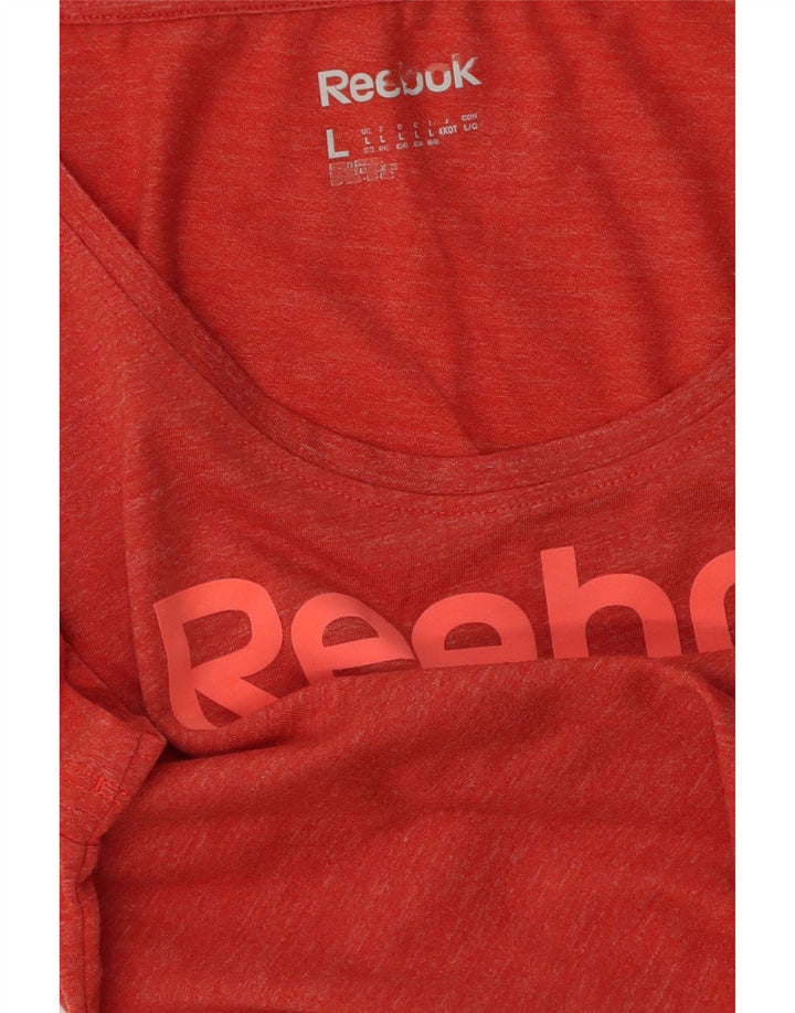 Reebok Dame Grafisk T-Shirt Top UK 14 Stor Rød