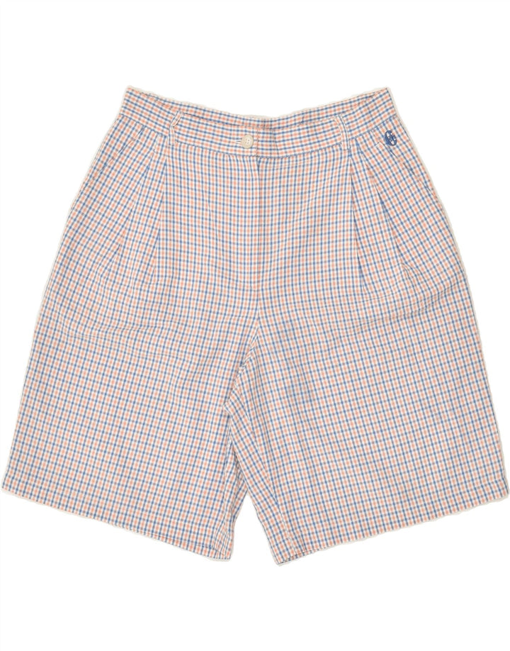 CONTE OF FLORENCE Womens Chino Shorts IT 46 Large W30 Blue Check Polyester | Vintage Conte of Florence | Thrift | Second-Hand Conte of Florence | Used Clothing | Messina Hembry 