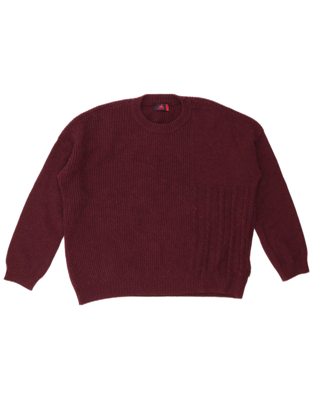 KAPPA Womens Oversized Crew Neck Jumper Sweater UK 16 Large Maroon Wool