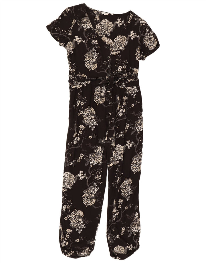 Fat Face Womens Jumpsuit UK 14 Large Black Floral