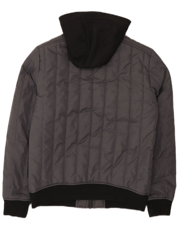 Calvin Klein Jeans Chaqueta acolchada con capucha para hombre UK 36 Small Grey Colourblock