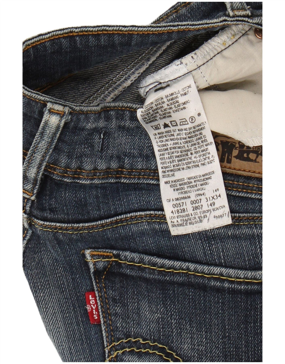LEVI'S Womens 571 Slim Jeans W31 L34 Blue Cotton
