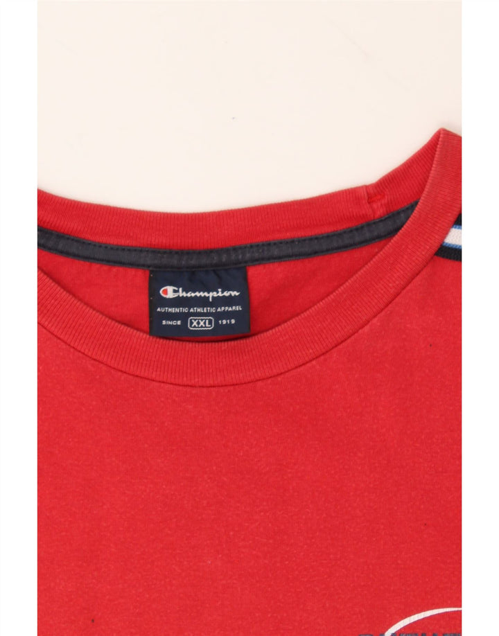 CHAMPION Mens T-Shirt Top 2XL Red Cotton Vintage Champion and Second-Hand Champion from Messina Hembry 