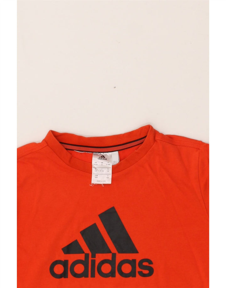 ADIDAS Boys Graphic T-Shirt Top 9-10 Years Small Red Vintage Adidas and Second-Hand Adidas from Messina Hembry 