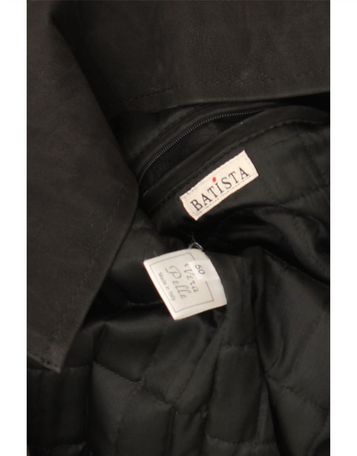 Vintage Mens Leather Jacket IT 50 Large Black Leather