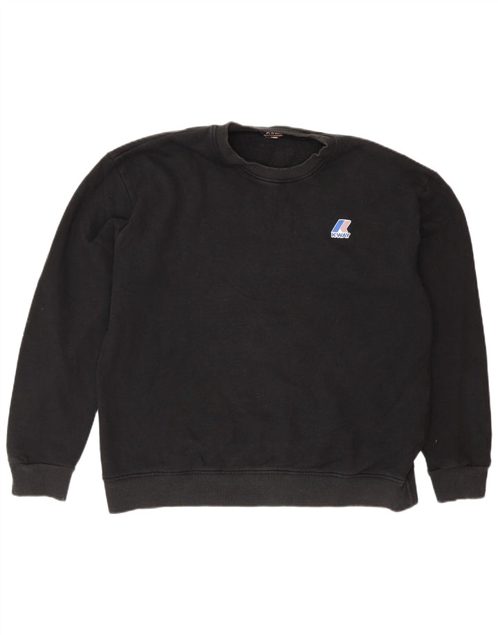 K-Way Mens Sweatshirt Jumper Large Black Cotton