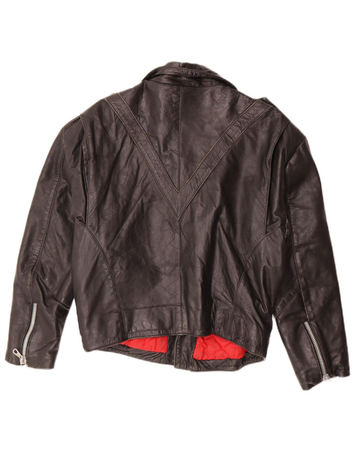 Vintage Womens Leather Biker Jacket UK 16 Large Black Leather