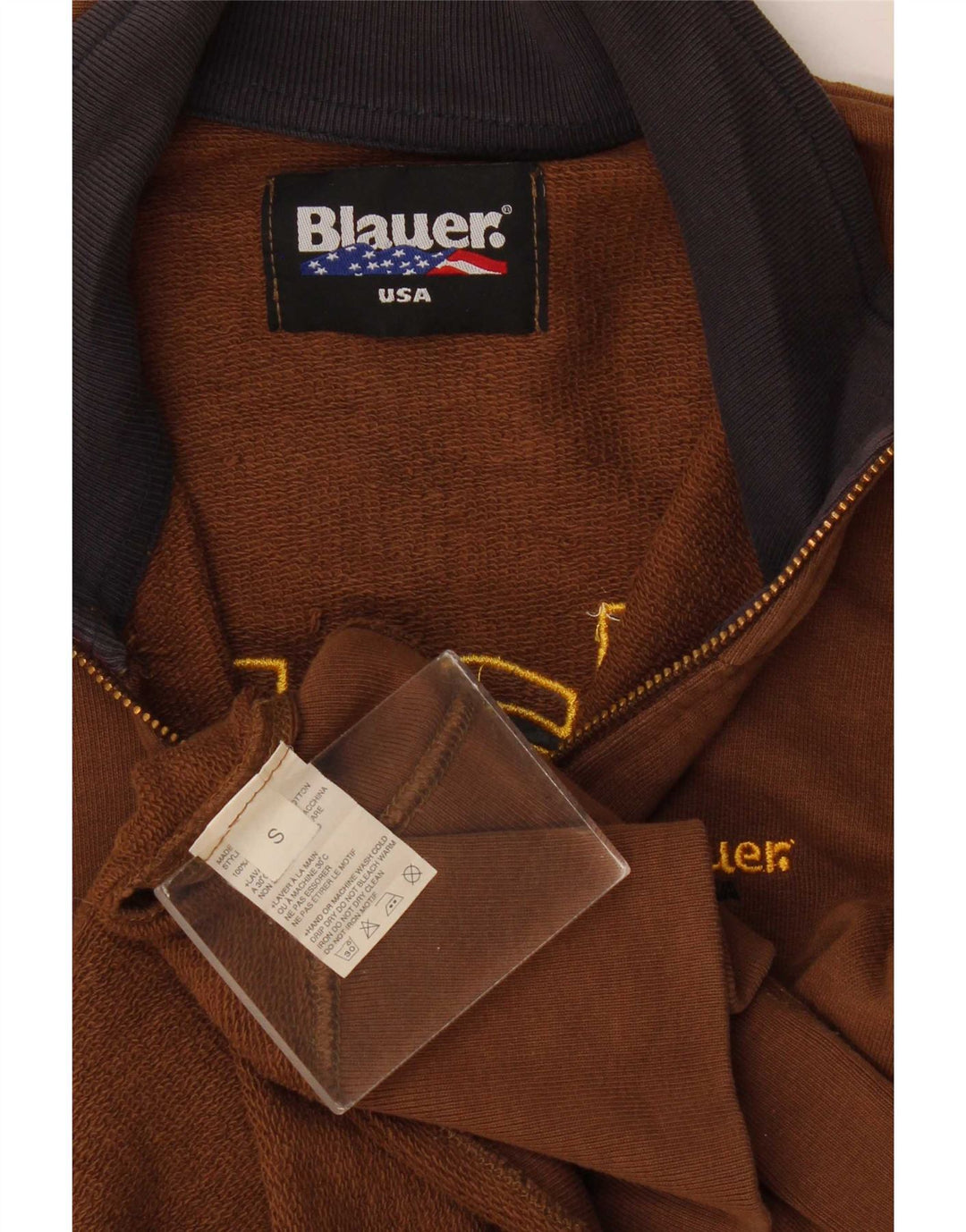 Blauer Mens Graphic Chándal Top Chaqueta Pequeña Algodón Marrón