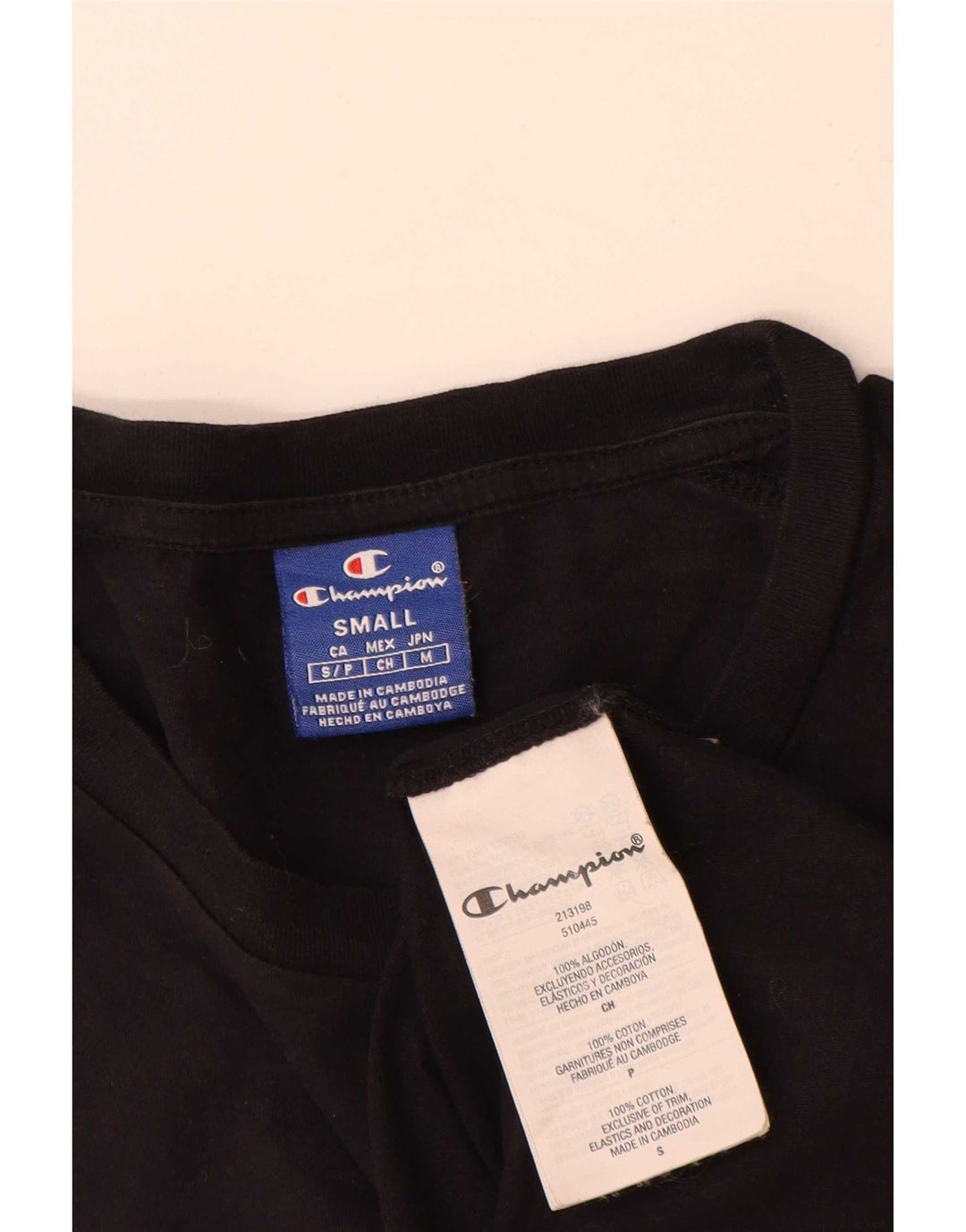 Champion Mens Graphic T-Shirt Top Small Black Cotton