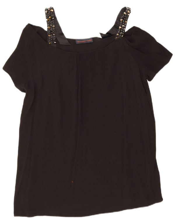 Trussardi Damen Schulterfreies Top IT 48 XL Schwarze Viskose