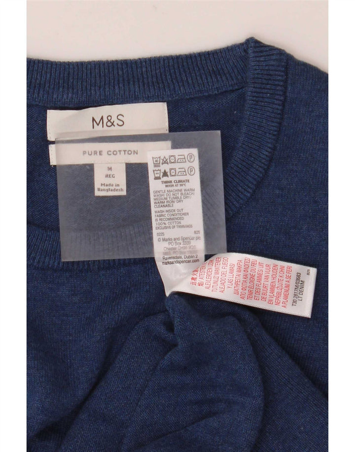 Marks & Spencer Mens Crew Neck Jumper Sweater Medium Navy Blue Cotton