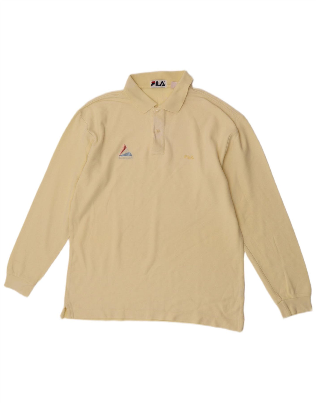 Fila Mens Long Sleeve Polo Shirt IT 50 Medium Yellow Cotton