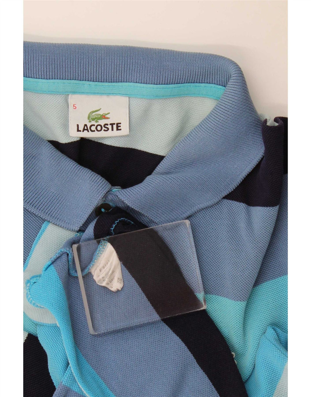 Polo da uomo Lacoste taglia 5 grande in cotone a righe multicolori