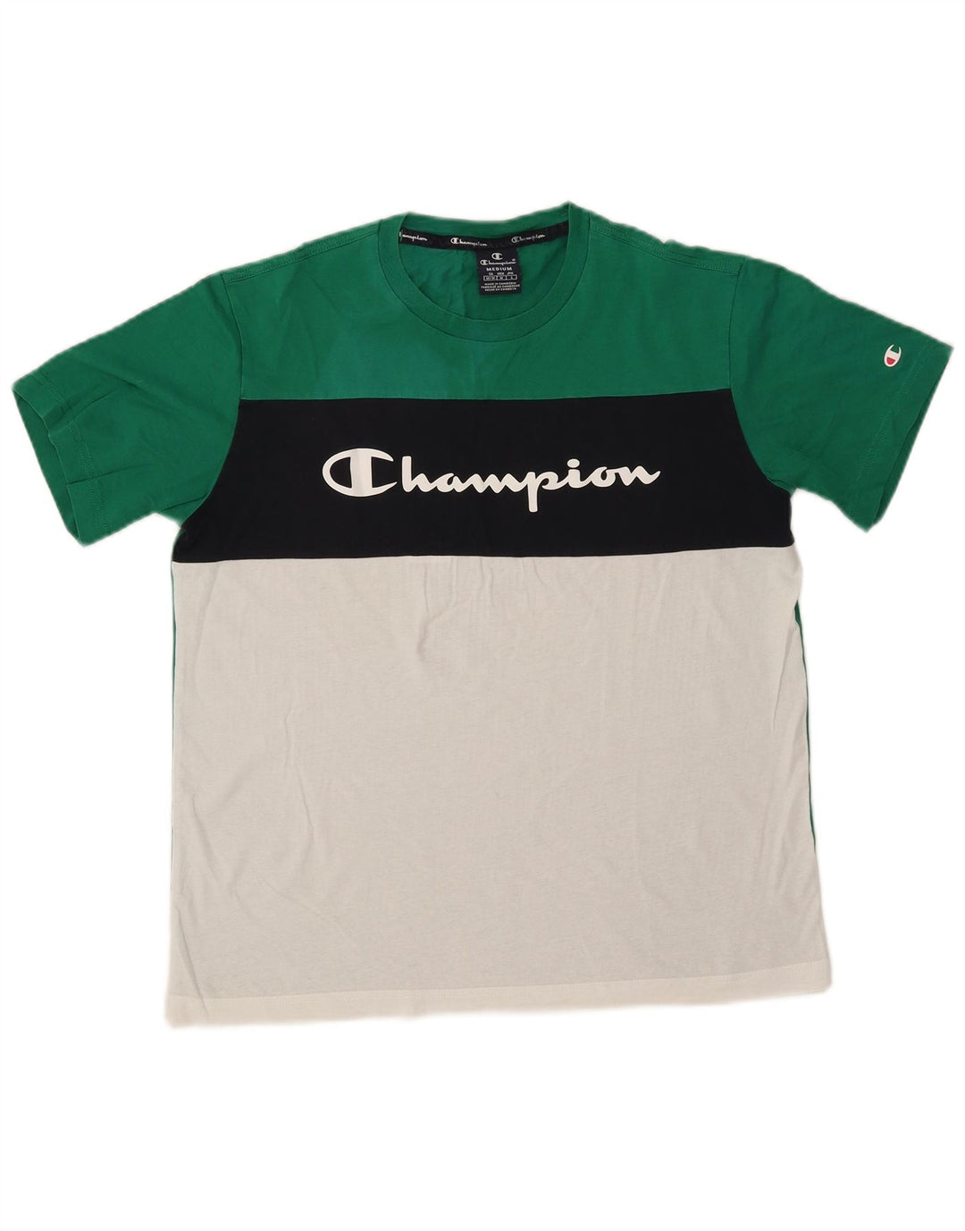 Champion Herren-T-Shirt mit Grafik, Mittelweiß, Farbblock