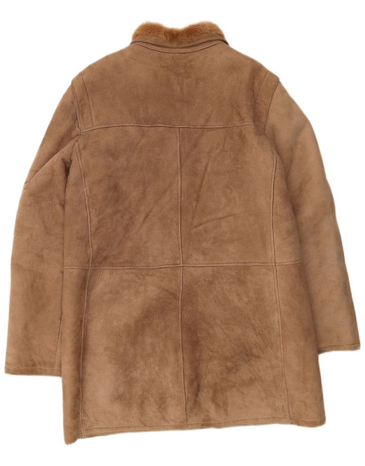 Vintage Herren Shearling Jacke IT 54 2XL Braun