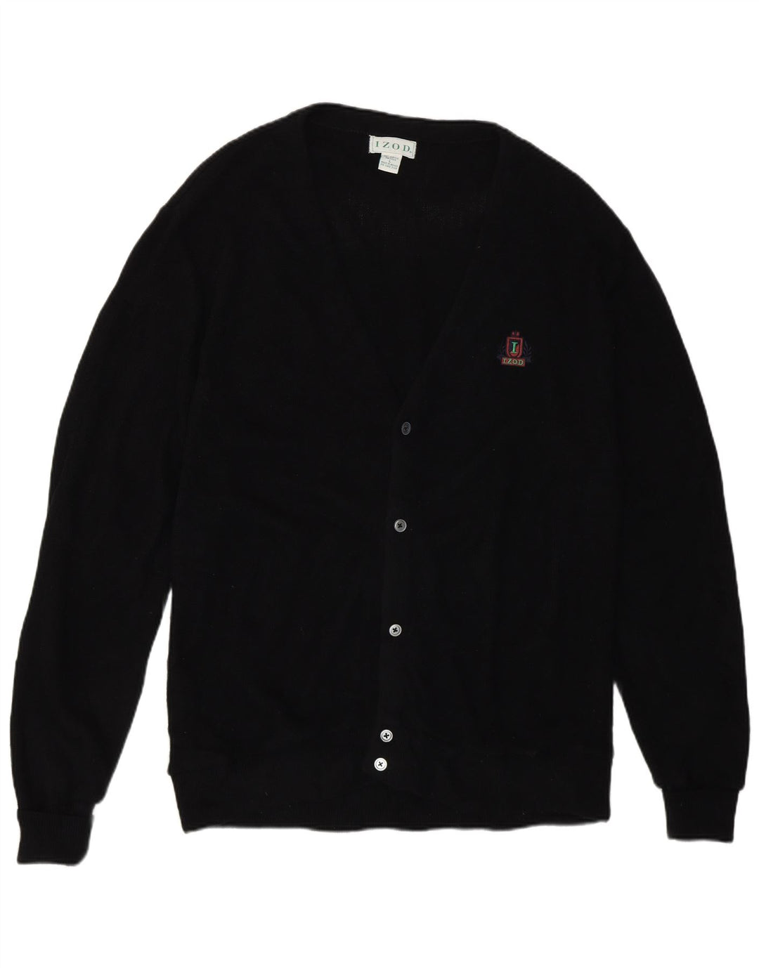 Izod Mens Cardigan Sweater Large Black Acrylic