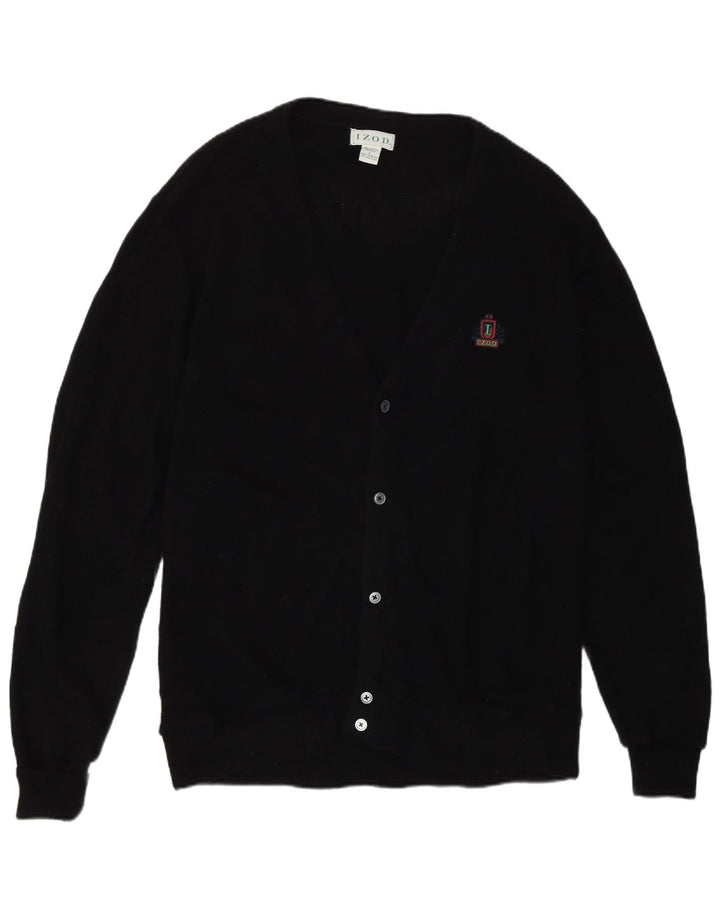 Izod Mens Cardigan Sweater Large Black Acrylic