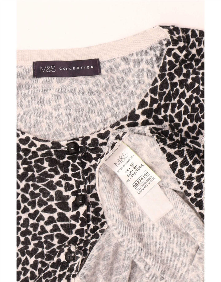 Maglione cardigan da donna con motivo astratto Marks & Spencer UK 18 XL Nero
