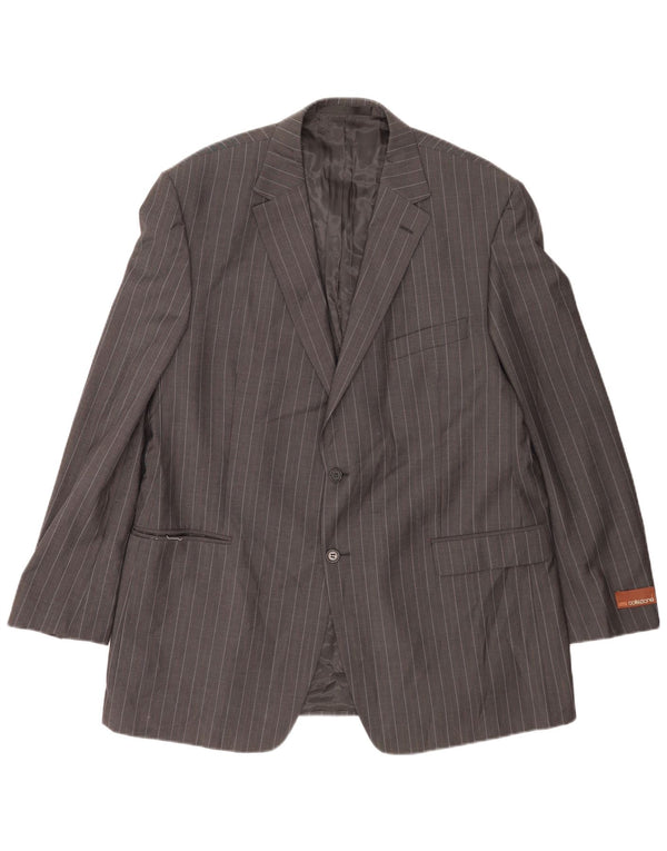 Marks & Spencer Mens 2 Button Blazer Jacket UK 46 XL Grey Pinstripe Wool