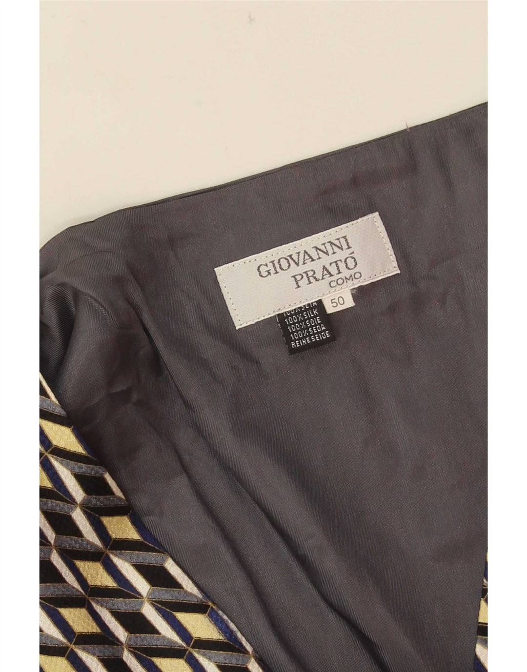 Gilet vintage da uomo IT 50 in seta geometrica grigio medio