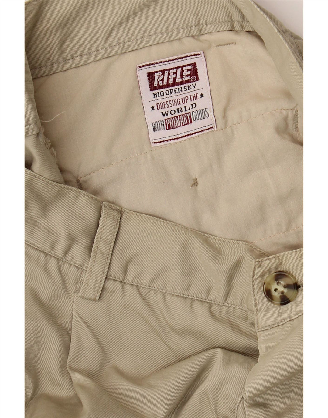 RIFLE Mens Pegged Chino Trousers W32 L31 Beige