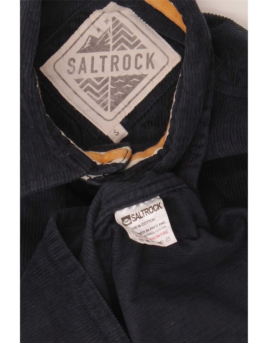 Saltrock Mens Corduroy Shirt Small Navy Blue Cotton