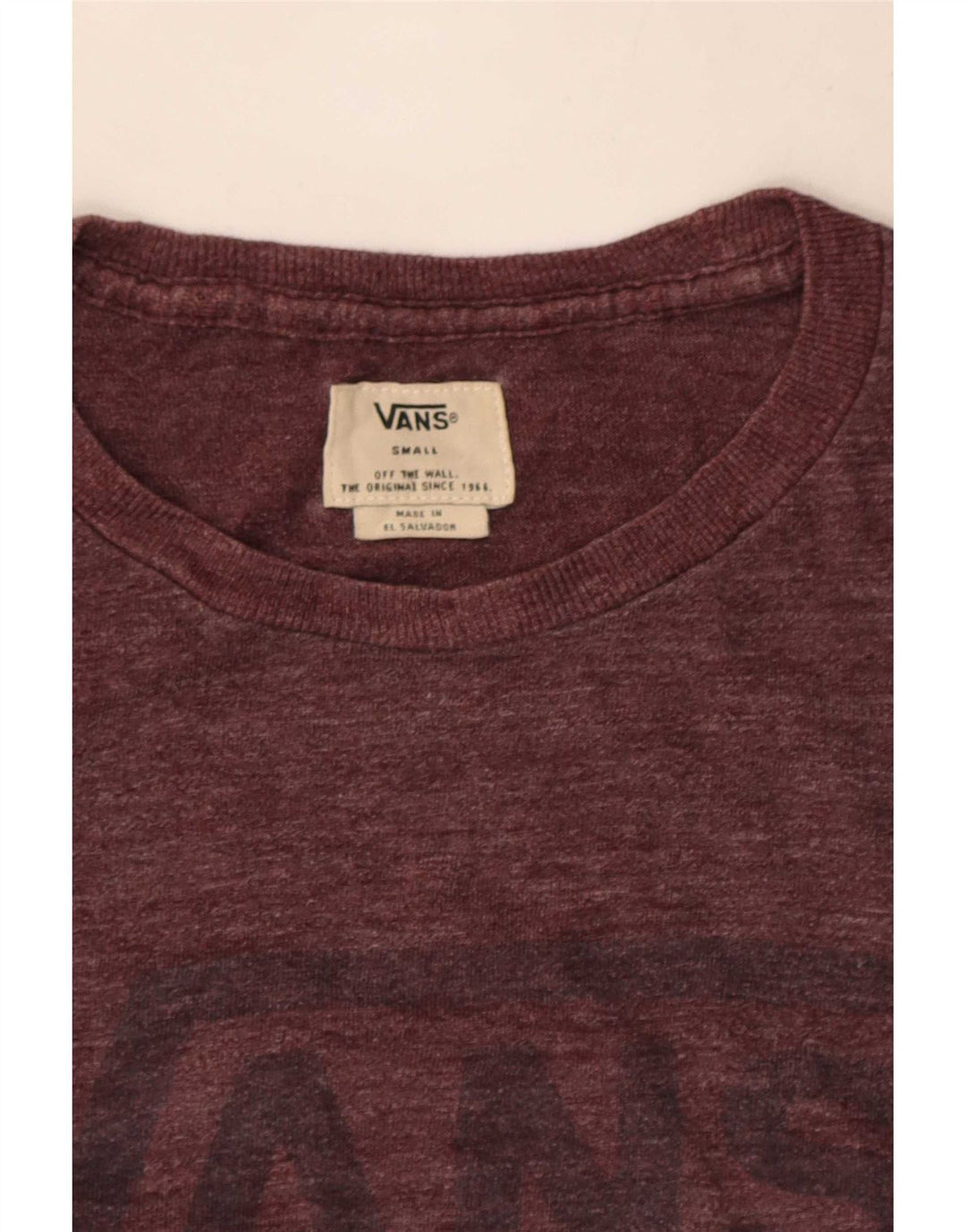 Vans Mens Graphic T-Shirt Top Small Burgundy Flecked