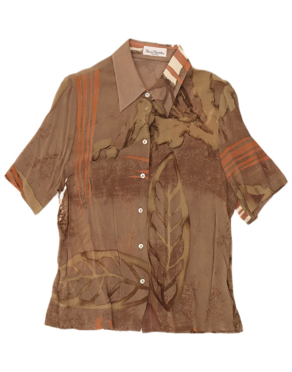 Renato Balestra Womens See Through Shirt Blouse UK 14 Large Brown Floral