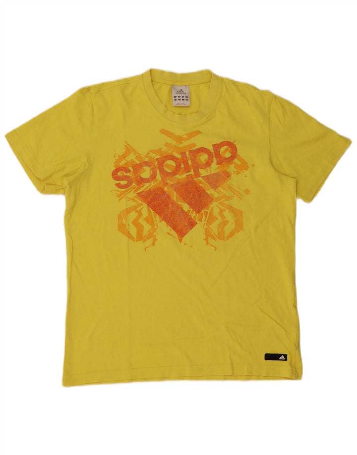 Adidas Mens Graphic T-Shirt Top Medium Yellow Cotton