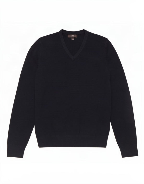 Maglione da uomo con scollo a V Marks & Spencer medio blu navy in acrilico
