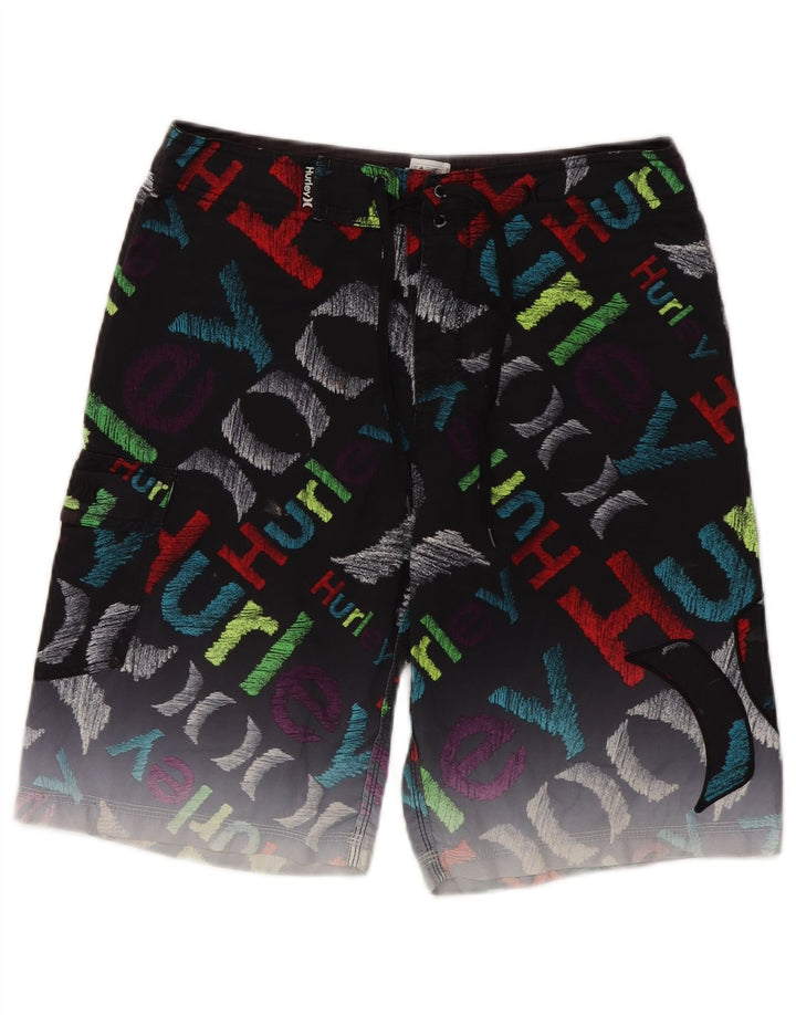 Pantaloncini da bagno grafici da uomo Hurley, poliestere nero medio