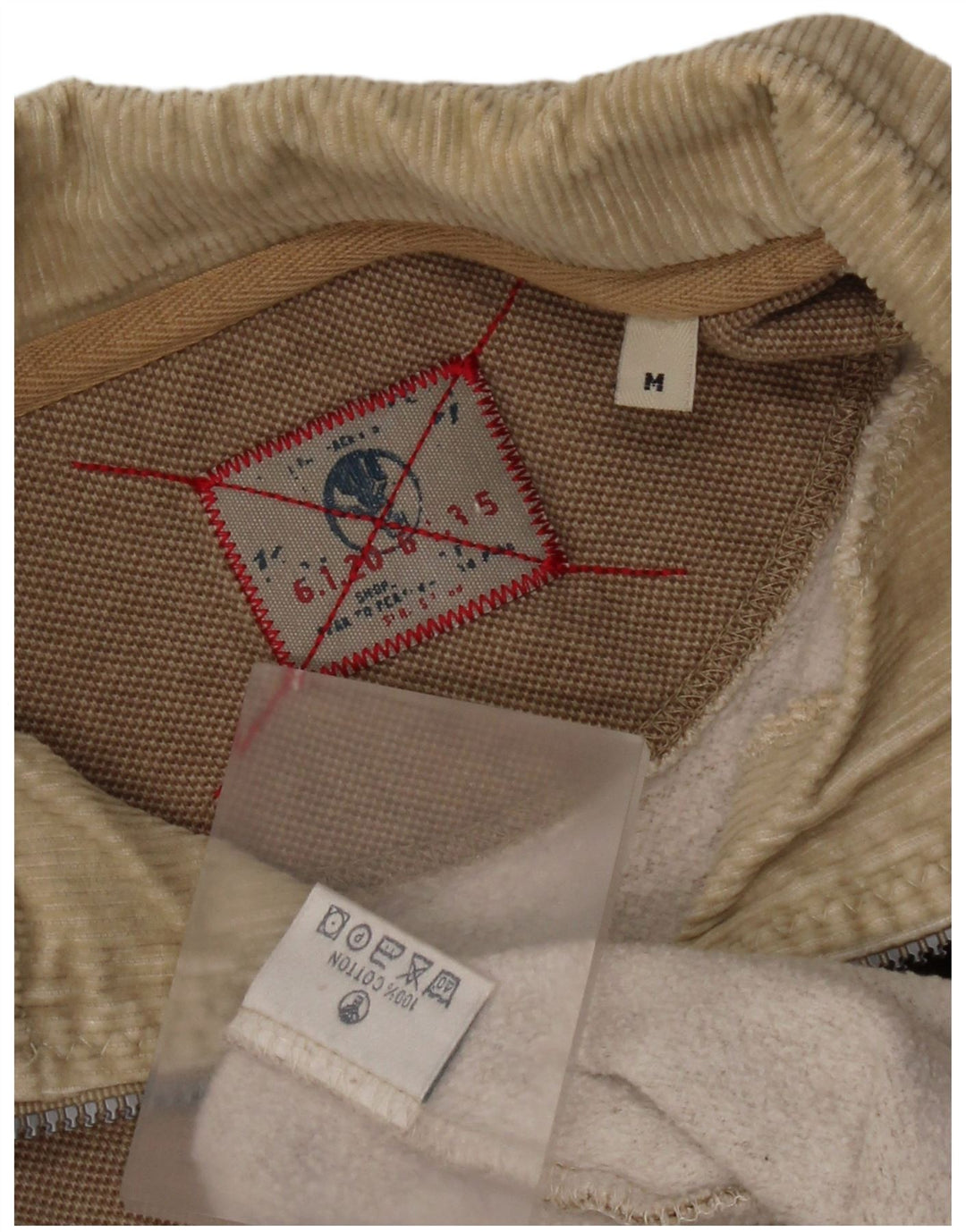 Fat Face Sweat-Shirt Col Zippé Homme Coton Beige Moyen