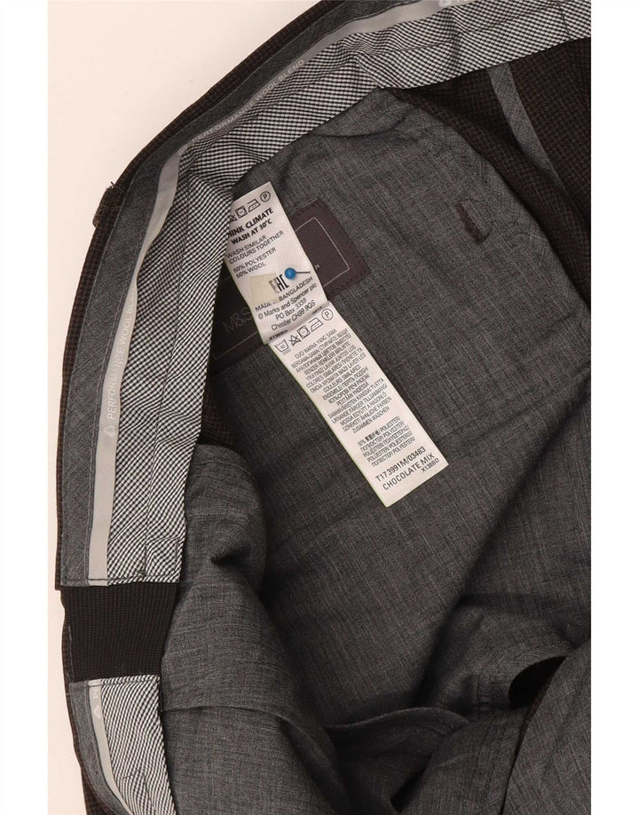 Marks & Spencer Mens Tailored Fit Slim Suit Trousers W38 L29 Brown