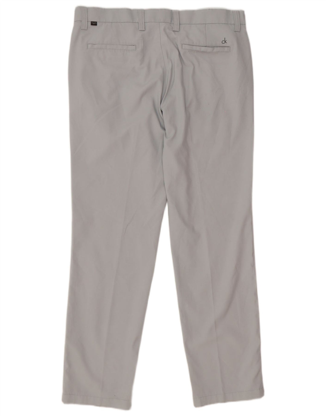 Calvin Klein Mens Straight Casual Trousers W36 L31 Grey Polyester