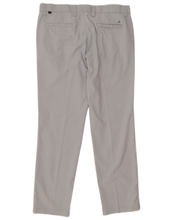 Calvin Klein Mens Straight Casual Trousers W36 L31 Grey Polyester