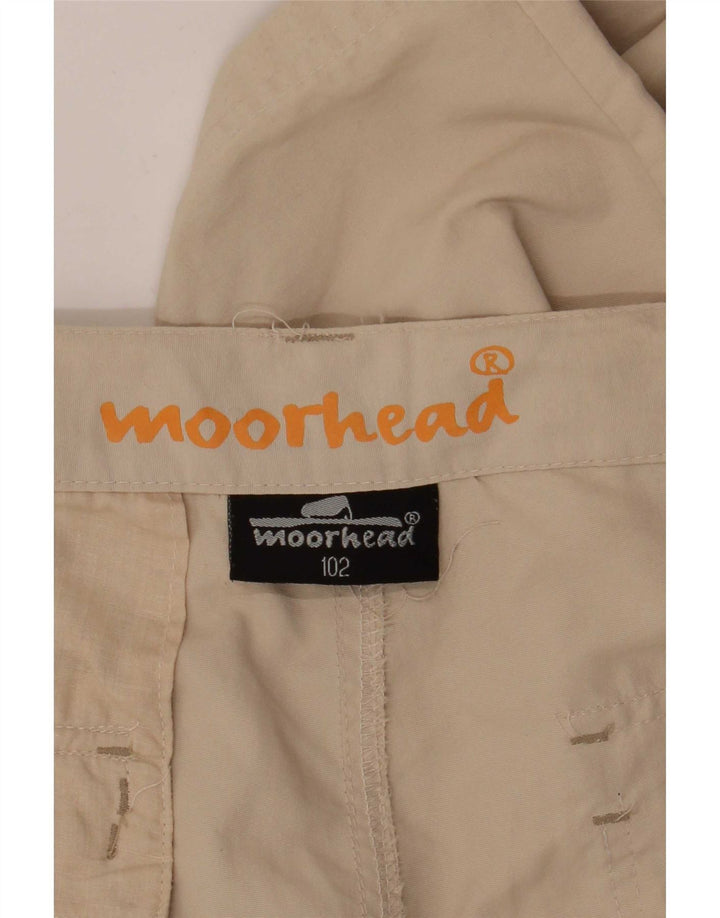 Moorhead Mens Straight Cargo Trousers W34 L34 Beige Polyamide