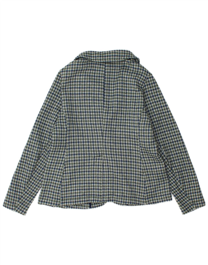 Lands End Dame 1 Knap Blazer Jacket UK 10 Small Blue Houndstooth