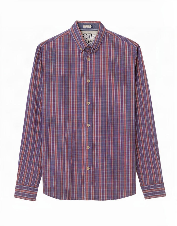 Jack & Jones Mens Shirt Medium Blue Check Cotton
