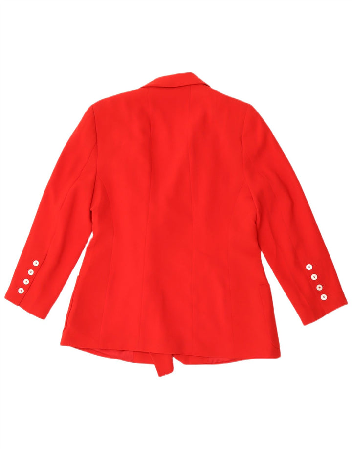 Zara Dame Dobbeltradet Blazer Jacket UK 14 Stor Rød Polyester