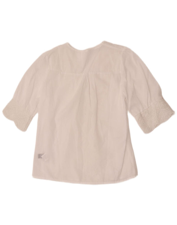 Shein Womens Short Sleeve Shirt Blouse UK 14 Medium White Floral Polyester
