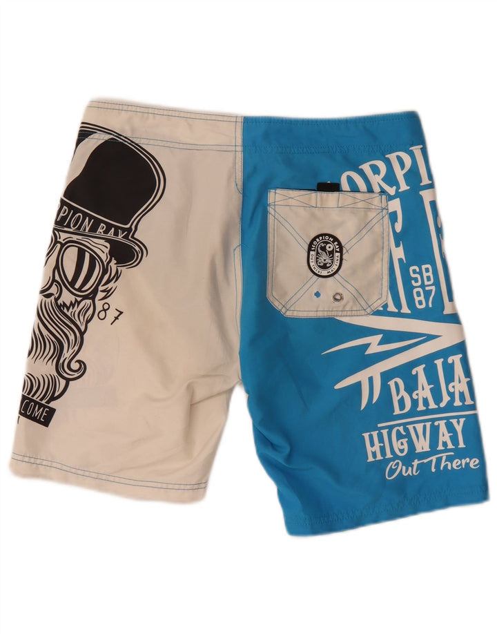 Scorpion Bay Mens Graphic Swimming Shorts Medium Blue Colourblock Polyester