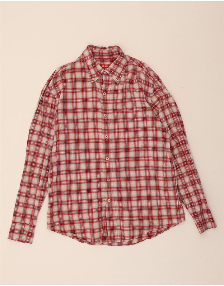 IZOD Mens Flannel Shirt Medium Red Check Vintage Izod and Second-Hand Izod from Messina Hembry 