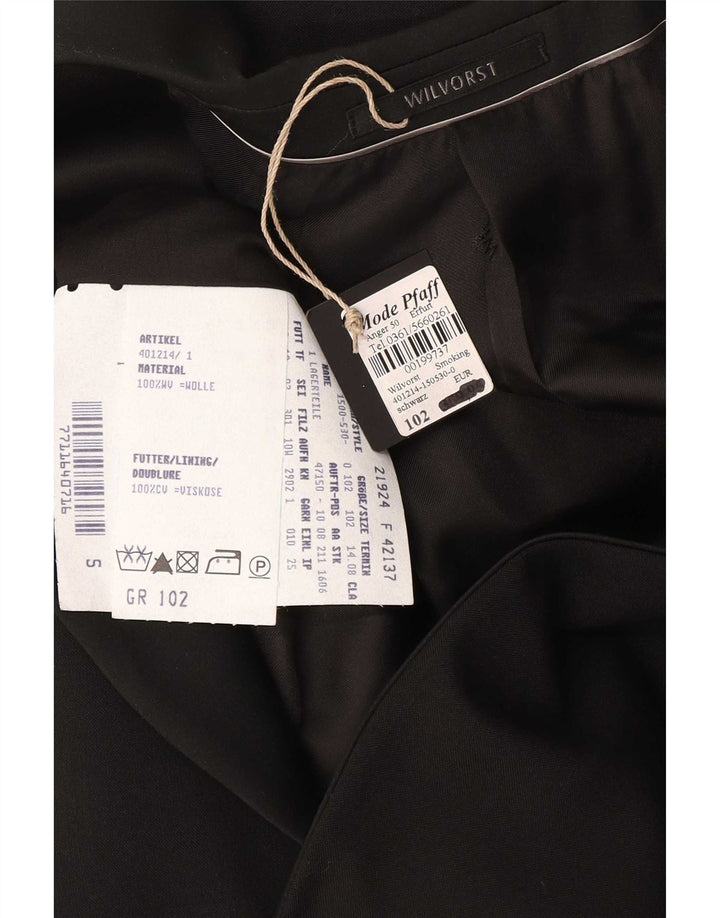 Wilvorst Mens 1 Button Blazer Jacket EU 50 Large Black Wool
