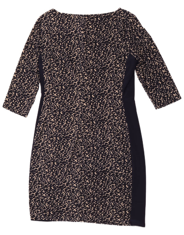 Ralph Lauren Womens Petite Sheath Dress US 14 XL Navy Blue Animal Print