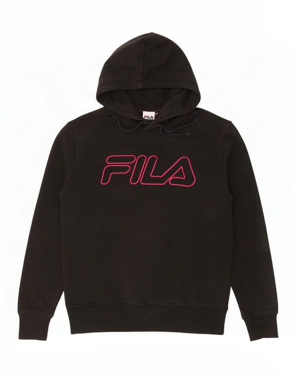 Maglione con cappuccio oversize grafico da donna Fila UK 10 piccolo cotone nero