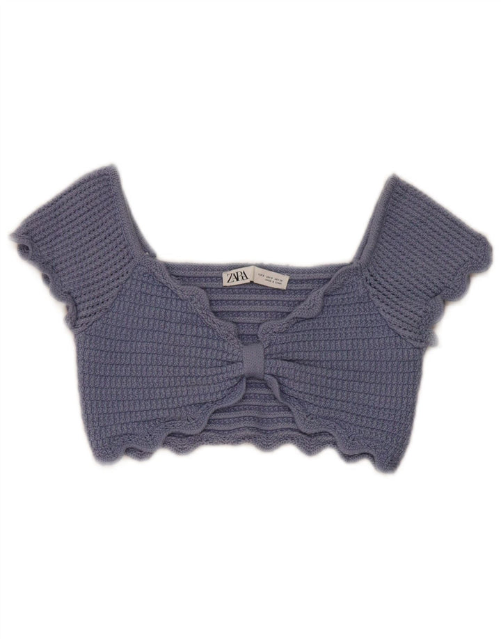 Top corto in maglia da donna Zara UK 8 piccolo blu
