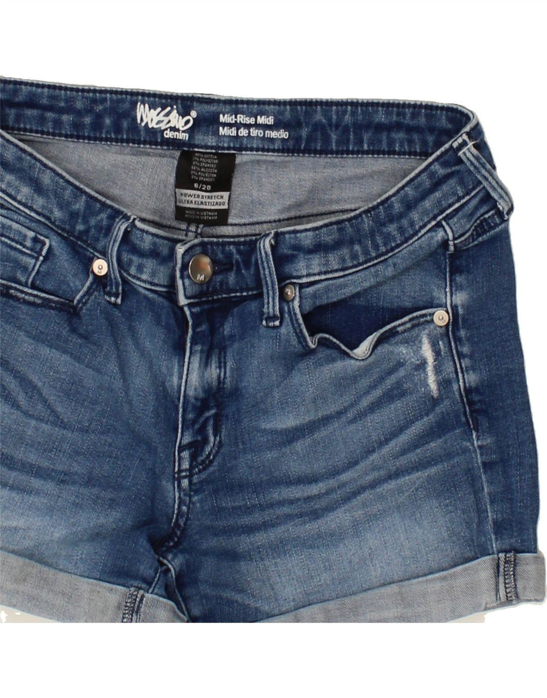 MOSSIMO Womens Mid Rise Denim Shorts US 6 Medium W28 Blue Cotton Vintage Mossimo and Second-Hand Mossimo from Messina Hembry 