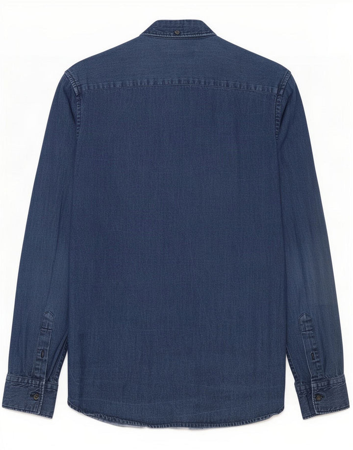 French Connection Herrenhemd Small Blue Cotton